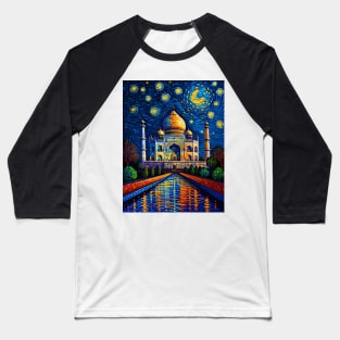 Taj Mahal in Starry Night Baseball T-Shirt